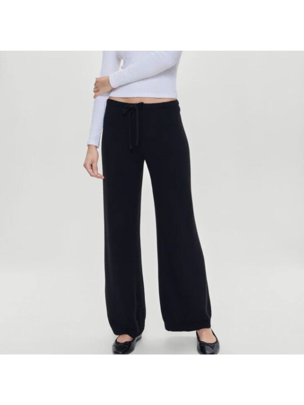 Frankie’s Bikinis Wesley Knit Pants – Black – Size XXS